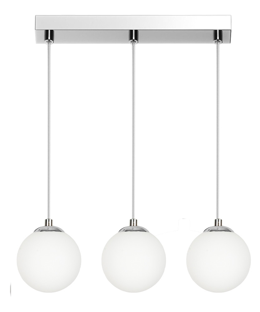 Lampa wisząca listwa EDYLIT LED 3xE14 zwis białe kule chrom PELOTE 14-392
