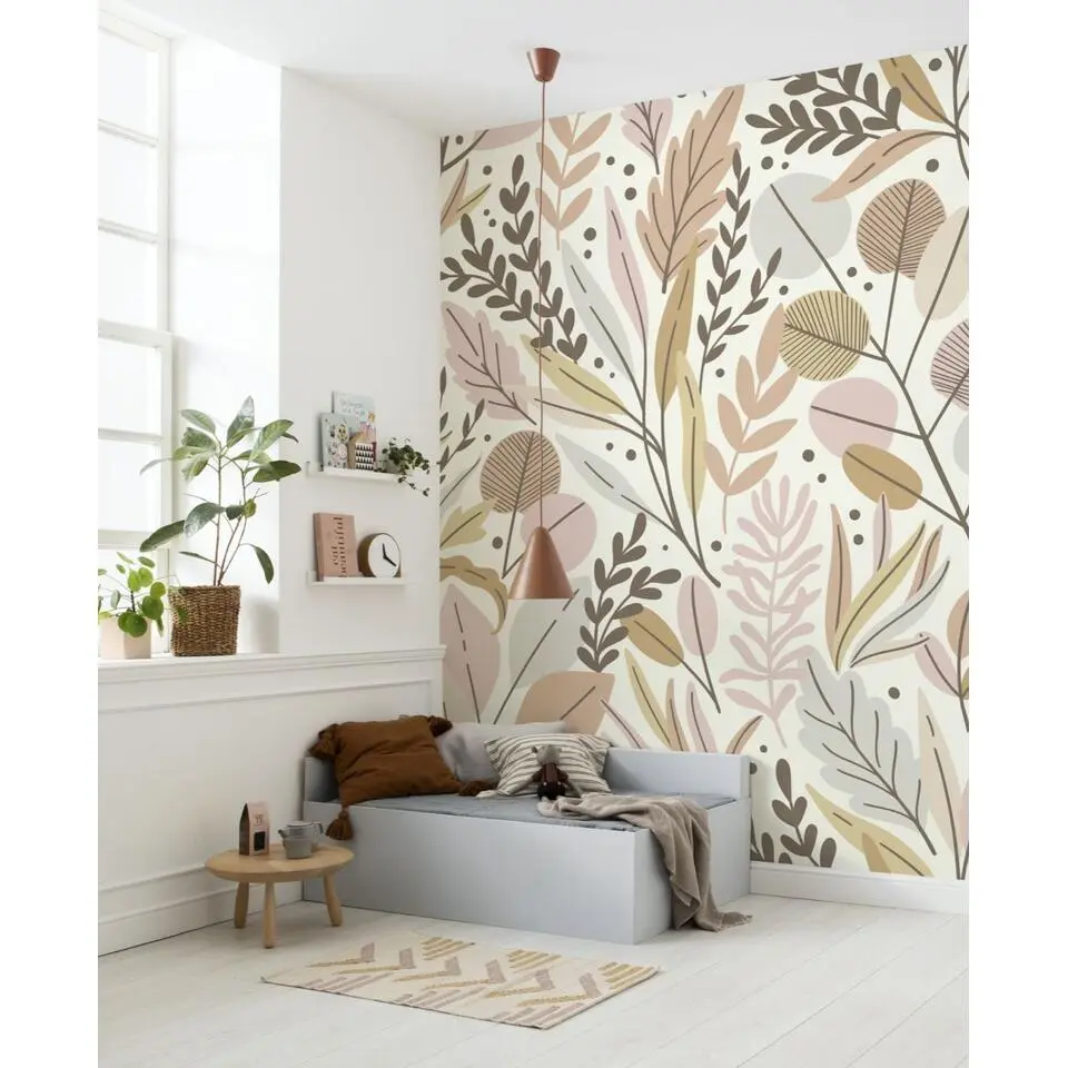 Sanders & Sanders fotobehang bladeren en bloemen multicolor - 200 x 280 cm