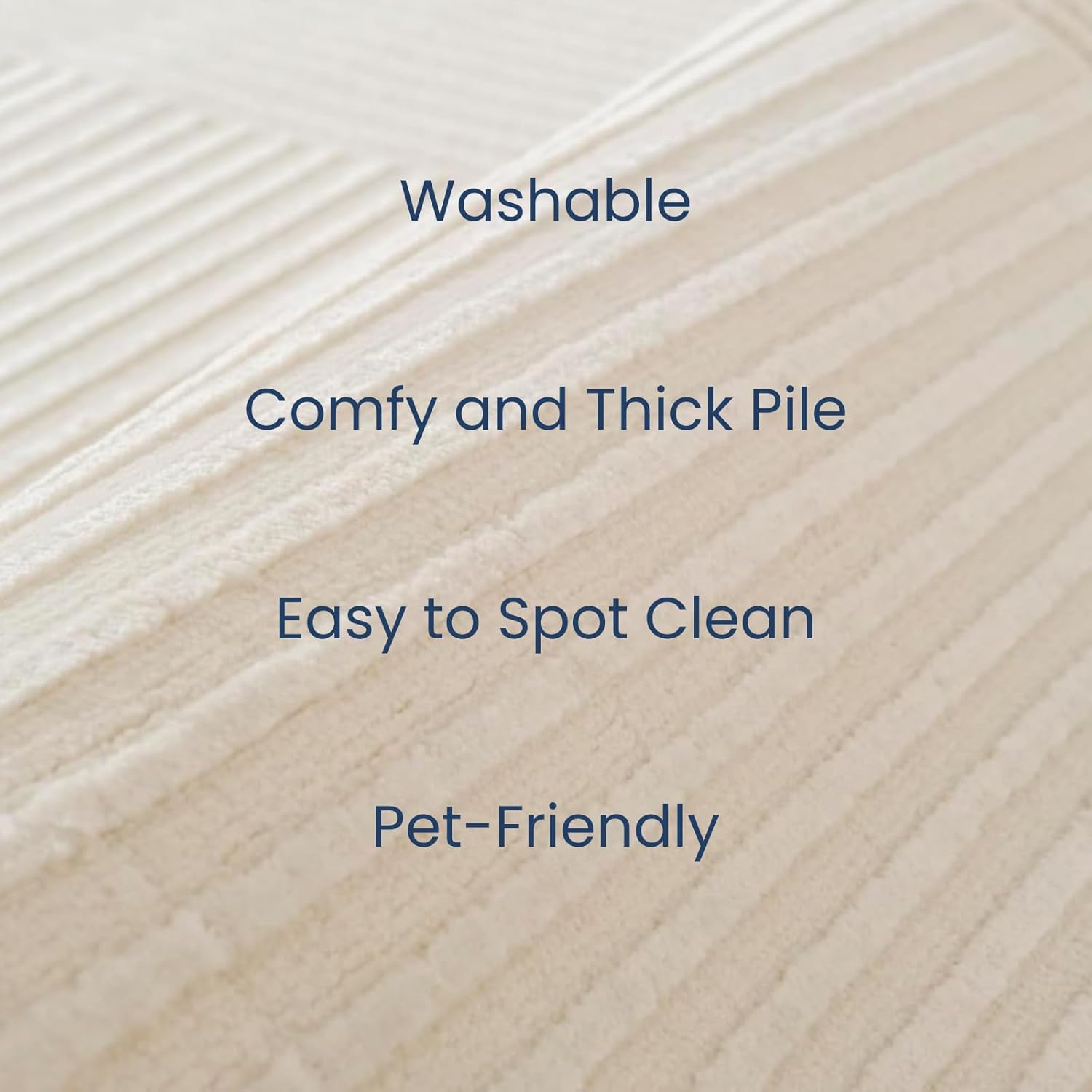 Revival Rugs Record 9'2x12'2 Washable Area Rug for Living Room Bedroom - 100% Recycled Oeko-TEX Certified, Medium Pile, Beige, Cream