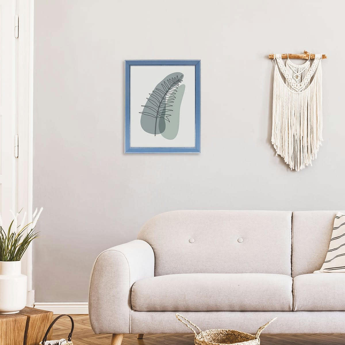 VITTORIA - Cadre photo bleu à la finition argent patiné 24x30 cm bois massif fsc