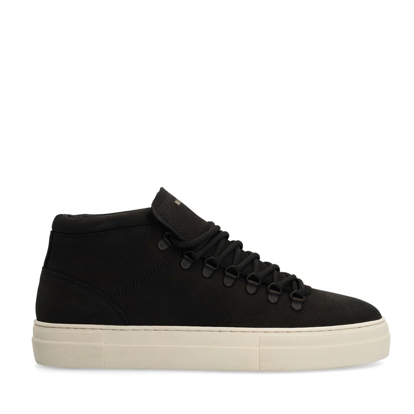 Manfield Zwarte nubuck sneakers