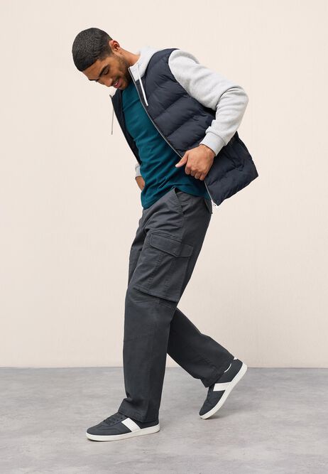 Mens Charcoal Cargo Relaxed Trousers