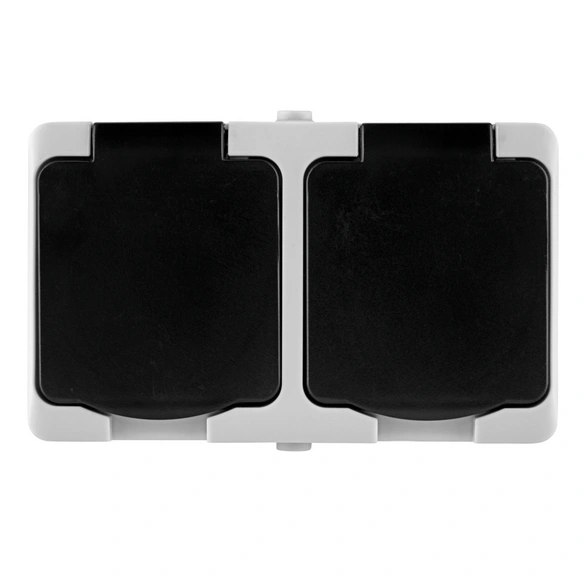 Steckdose, AquaMini AP-FR 2-fach Steckdose IP54 IP54, grau