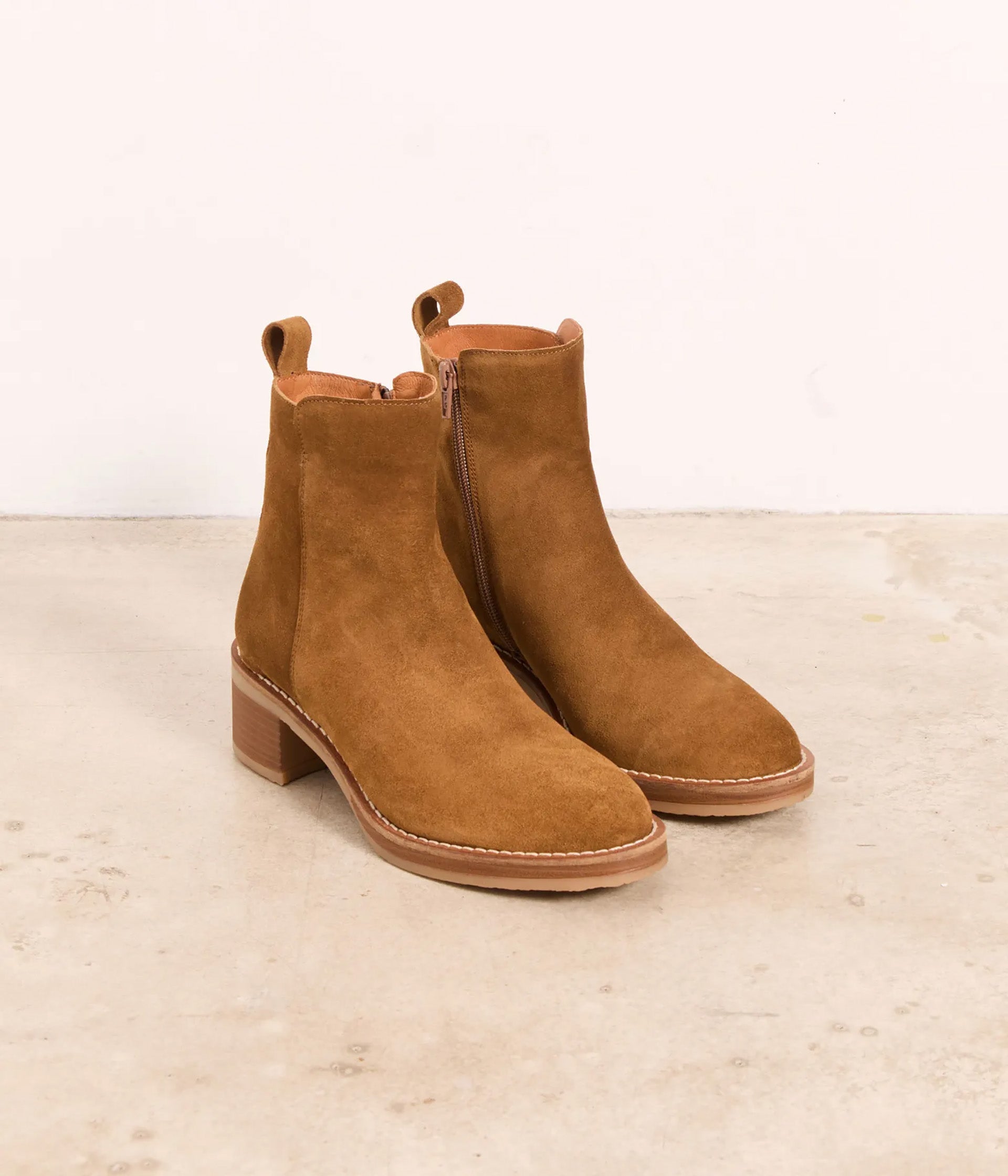 Boots camel velours Adélaïde