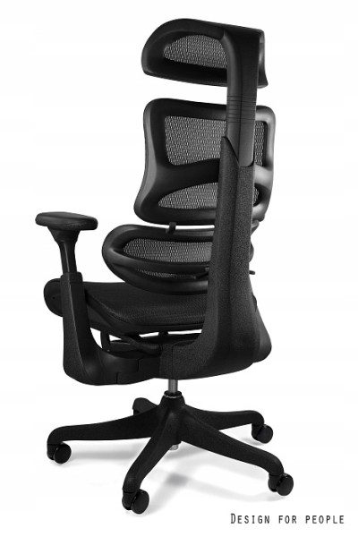 Ergonomiczny fotel ERGOTHRONE z podnóżkiem czarny siatka
