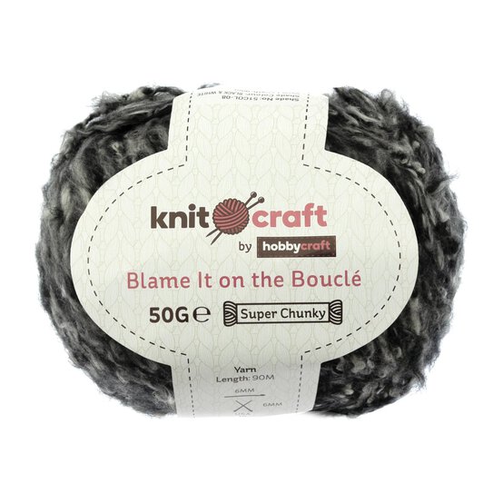 Knitcraft Black and White Blame It on the Boucl&eacute; Yarn 50g