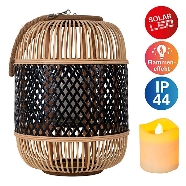 Lampe décorative solaire KORBINIAN avec effet flamme H : 31,5 cm