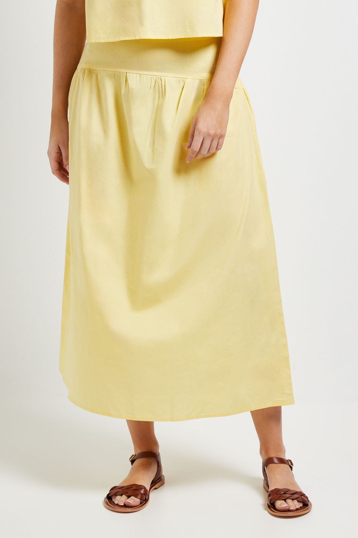 Dorothy Perkins Dropped Waist Poplin Midi Skirt