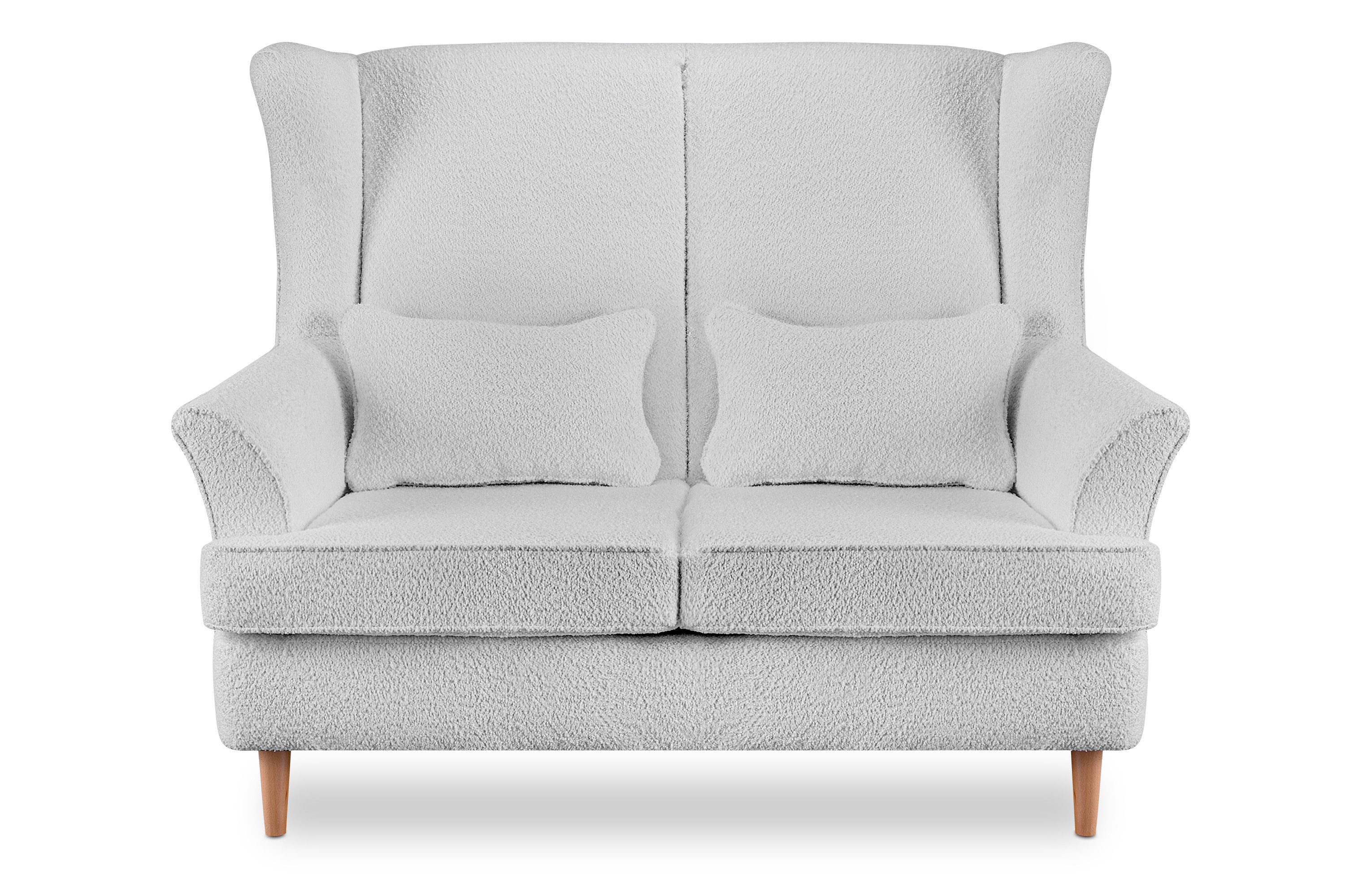 KONSIMO STRALIS Sofa skandynawska tkanina boucle jasny szary baranek
