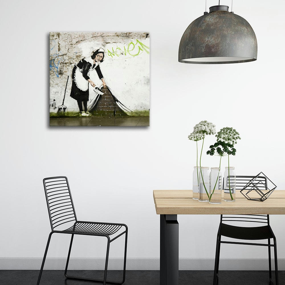 - Tableau Sweep it Under the Carpet Banksy 90x90cm