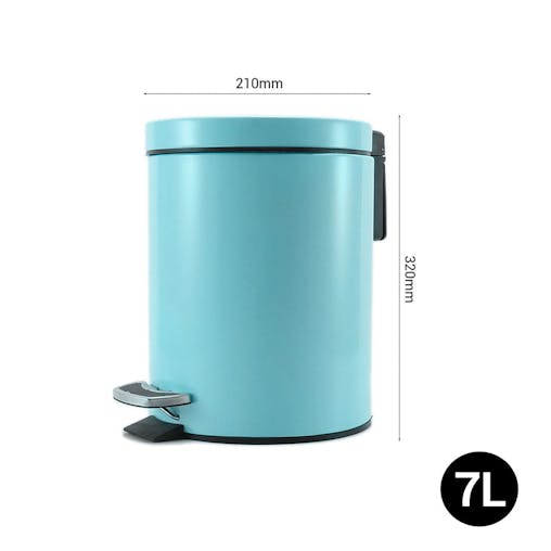 SOGA 2X Foot Pedal Stainless Steel Round Trash Bin Blue 7L