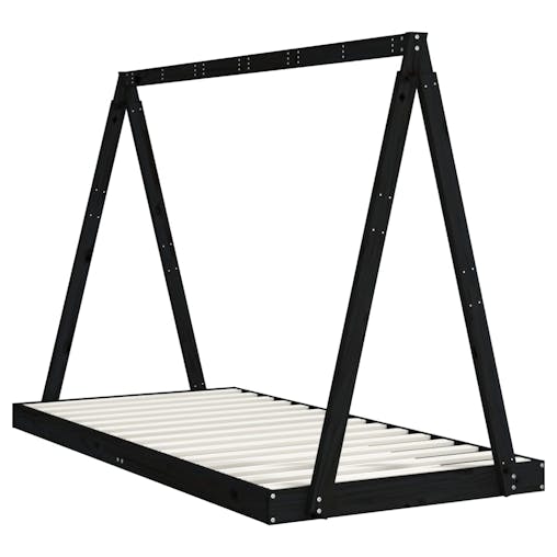 NNEVL Kids Bed Frame Black 90x190 cm Solid Wood Pine
