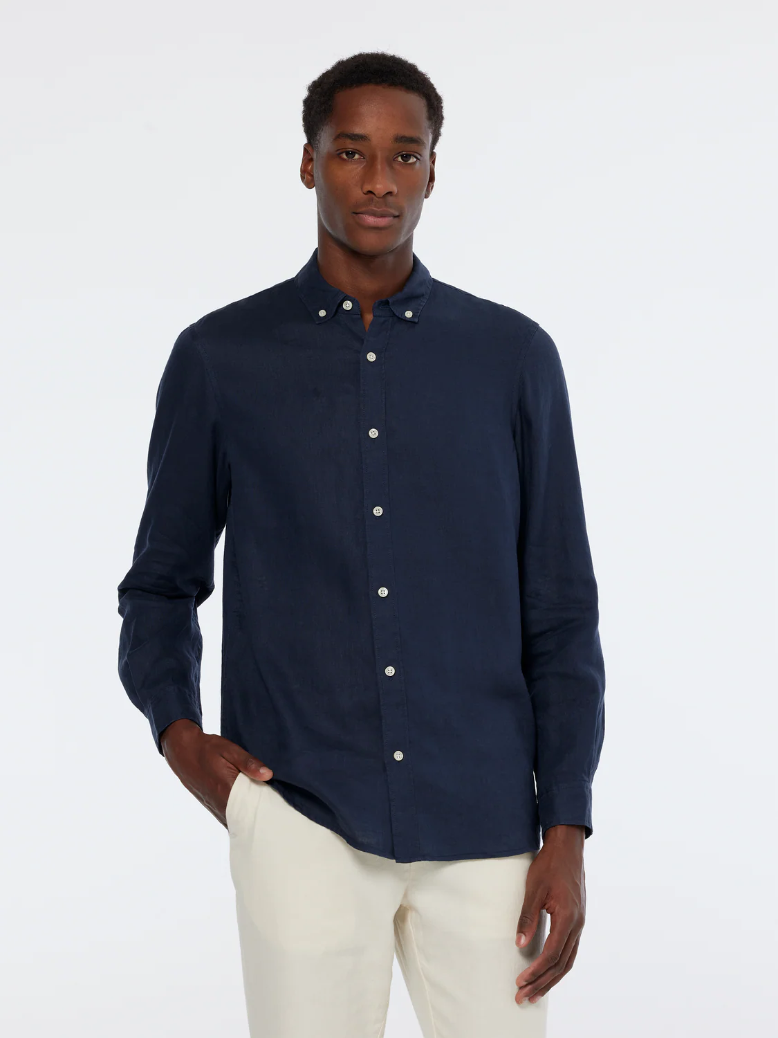 Essentials — Linen Long Sleeve Button-Down Shirt