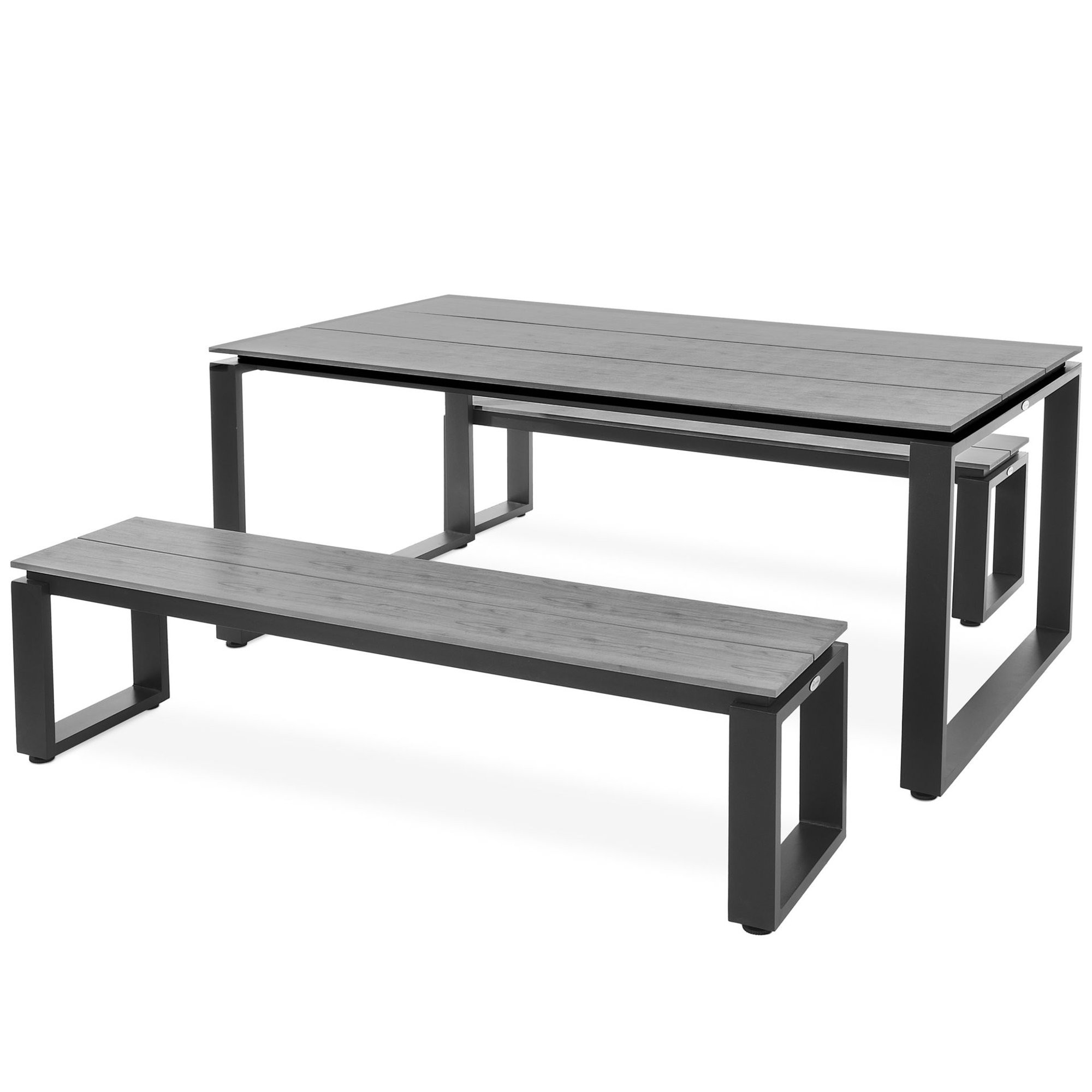 Zestaw mebli ogrodowych aluminiowych Trento stół 2 ławki szary