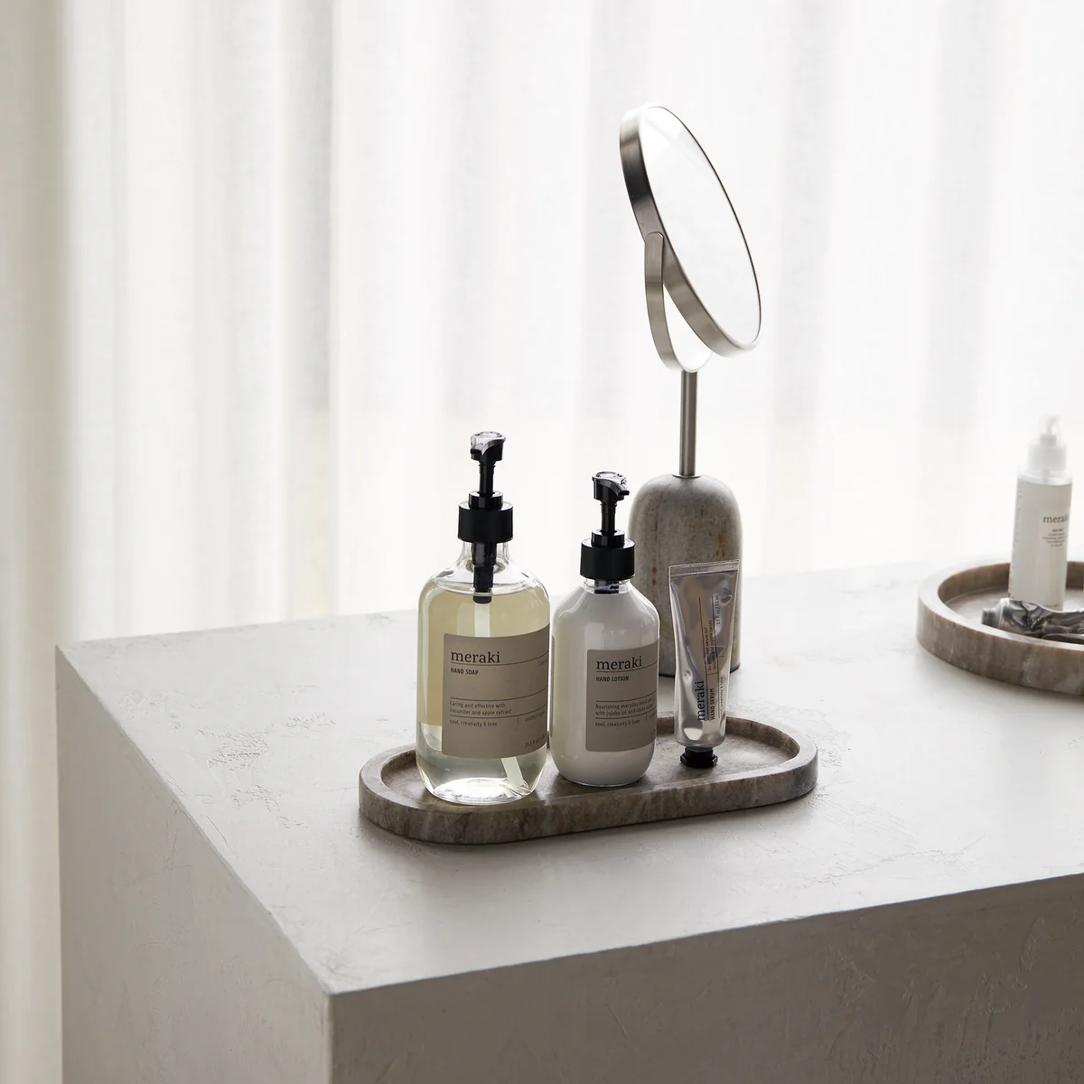 Meraki - Marble Tablett, 12,5 x 28 cm, beige