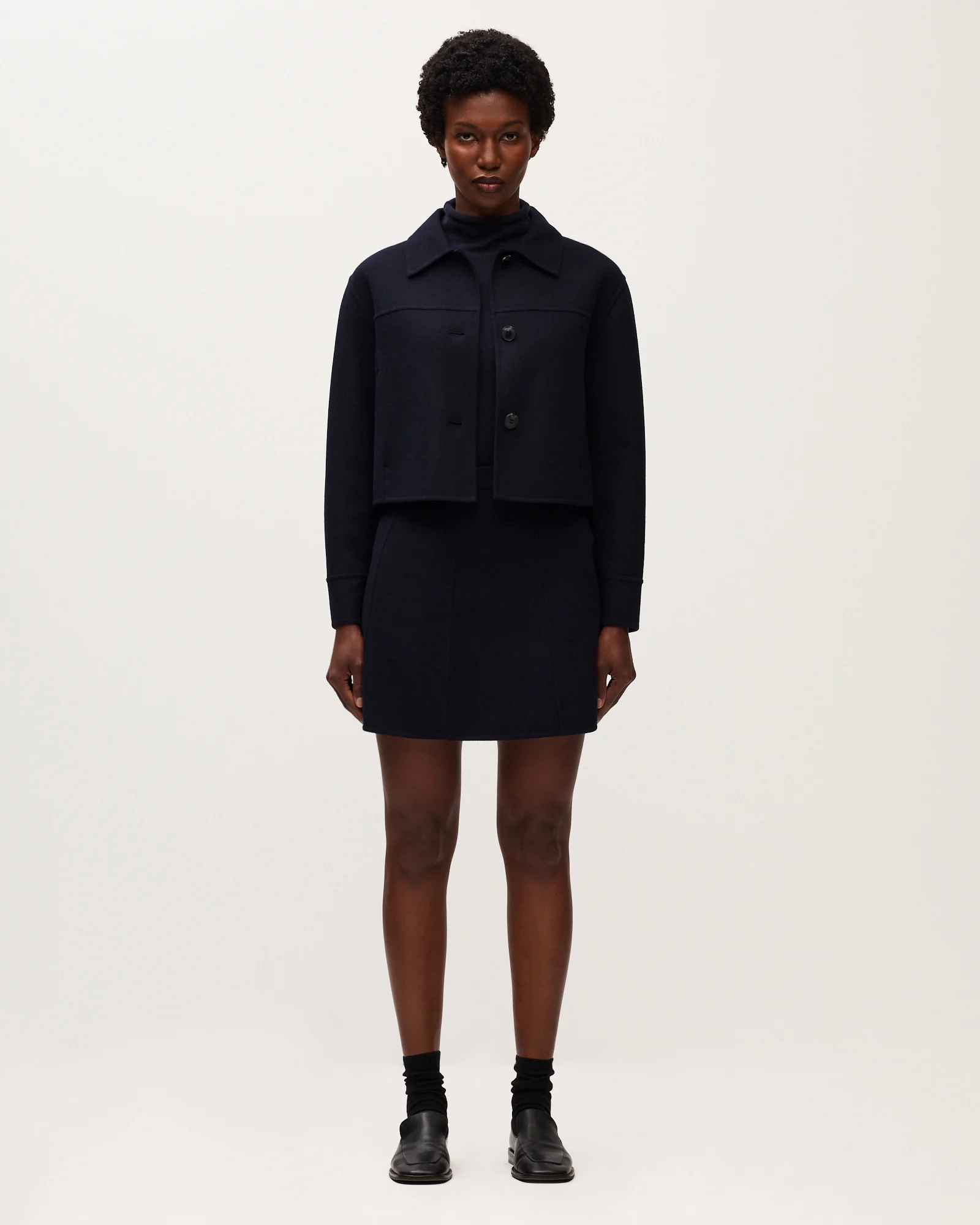 Blouson court double face avec laine