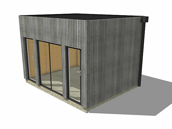Bureau de jardin 4 saisons en bois 4,4 x 3,5 x 3,2 m / isolation RE2020