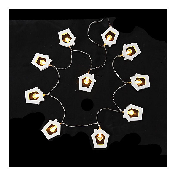 Guirlande intérieur Maisonnettes 8 leds piles - HOMEA - Guirlande lumineuse led Blanc Blanc