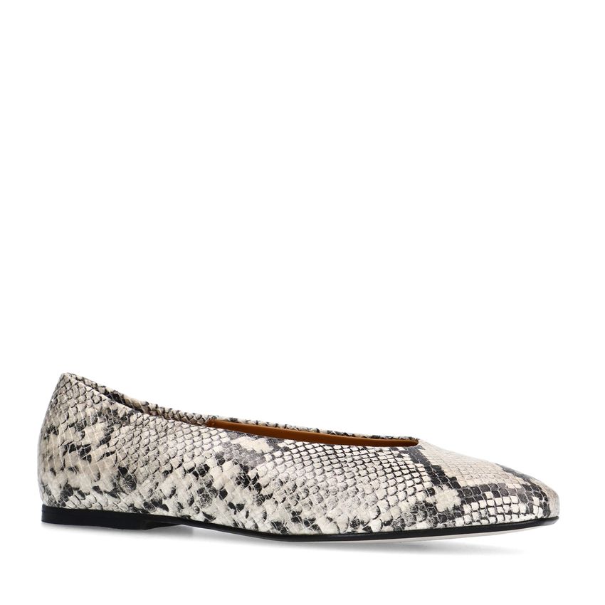 Manfield Leren slangenprint loafers