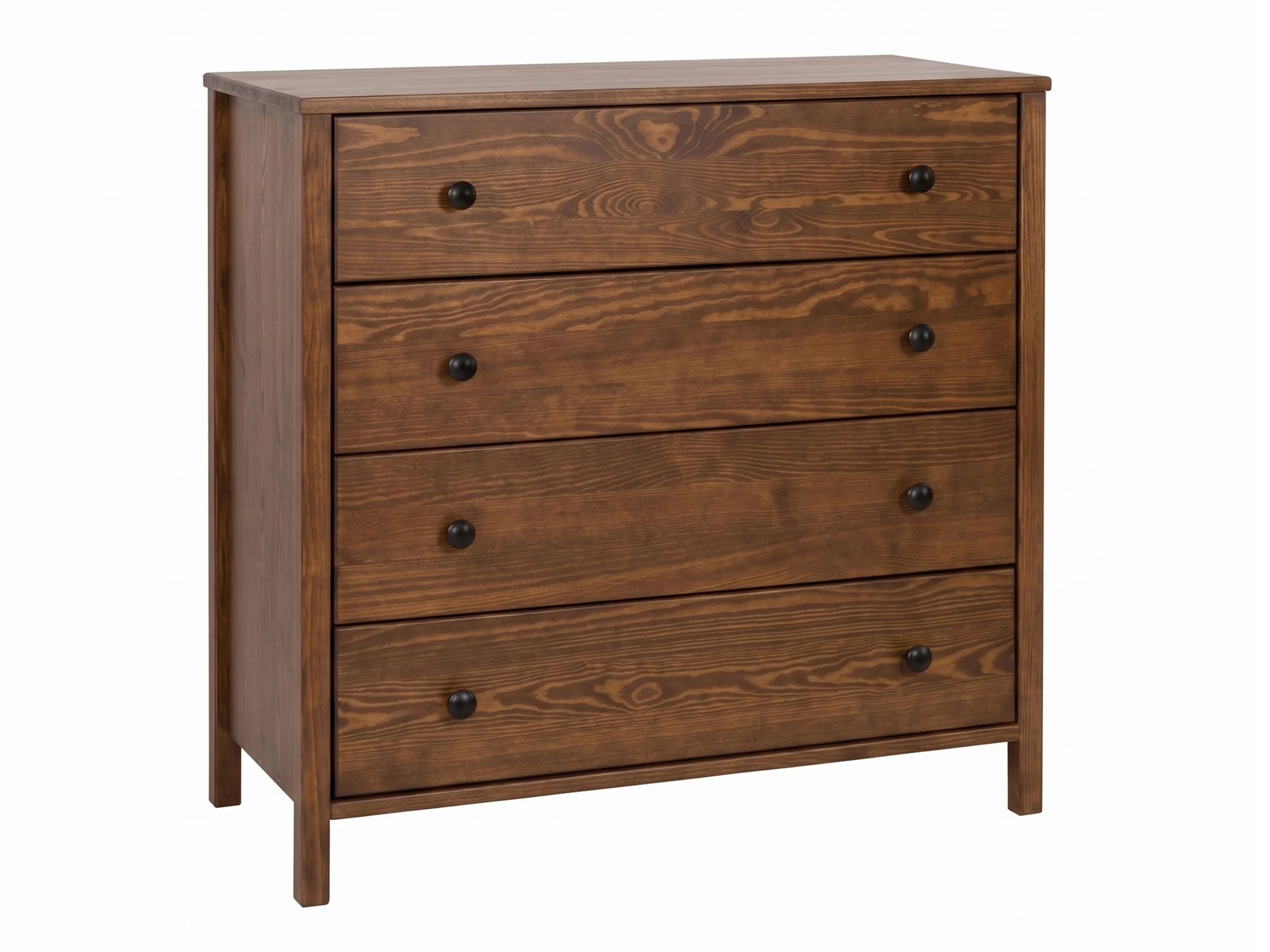 Komoda 98 cm z drewna litego 4 szuflady Prestige, kolor brązowy