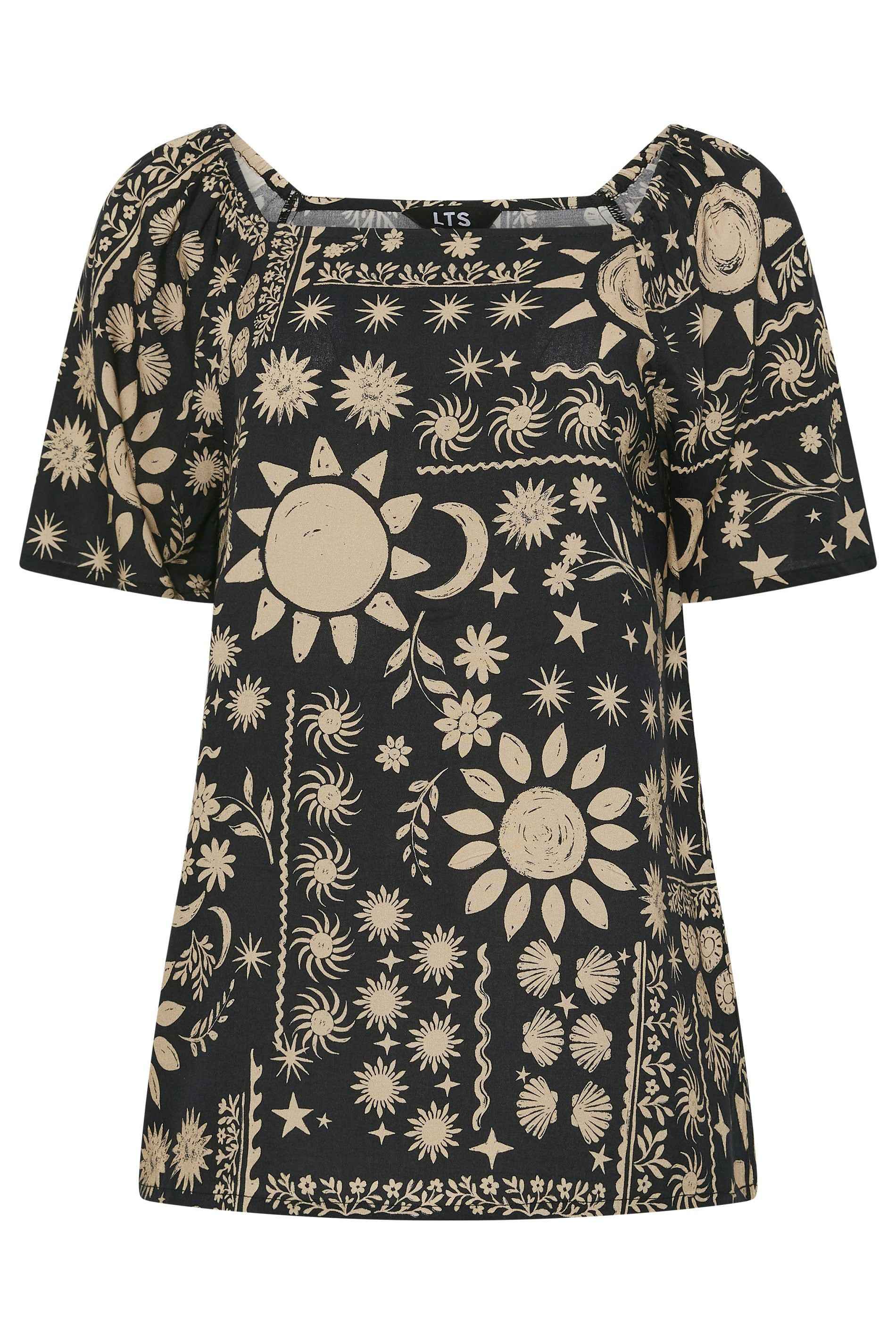 Long Tall Sally Tall Coastal Print Square Neck Top