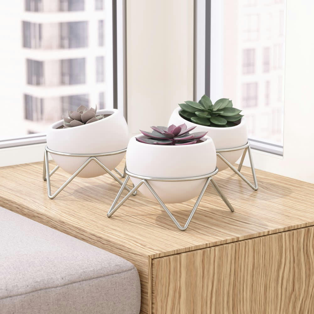 POTSY - Lot de 3 pots potsy céramique blanc