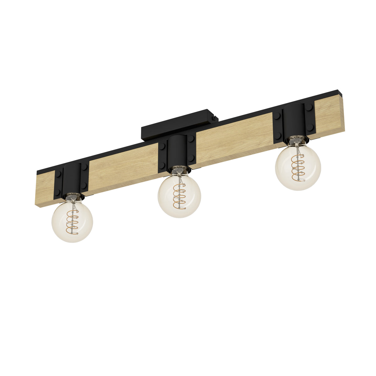 EGLO plafondlamp Bailrigg - e27 - 65,5 cm - zwart/bruin - hout/staal