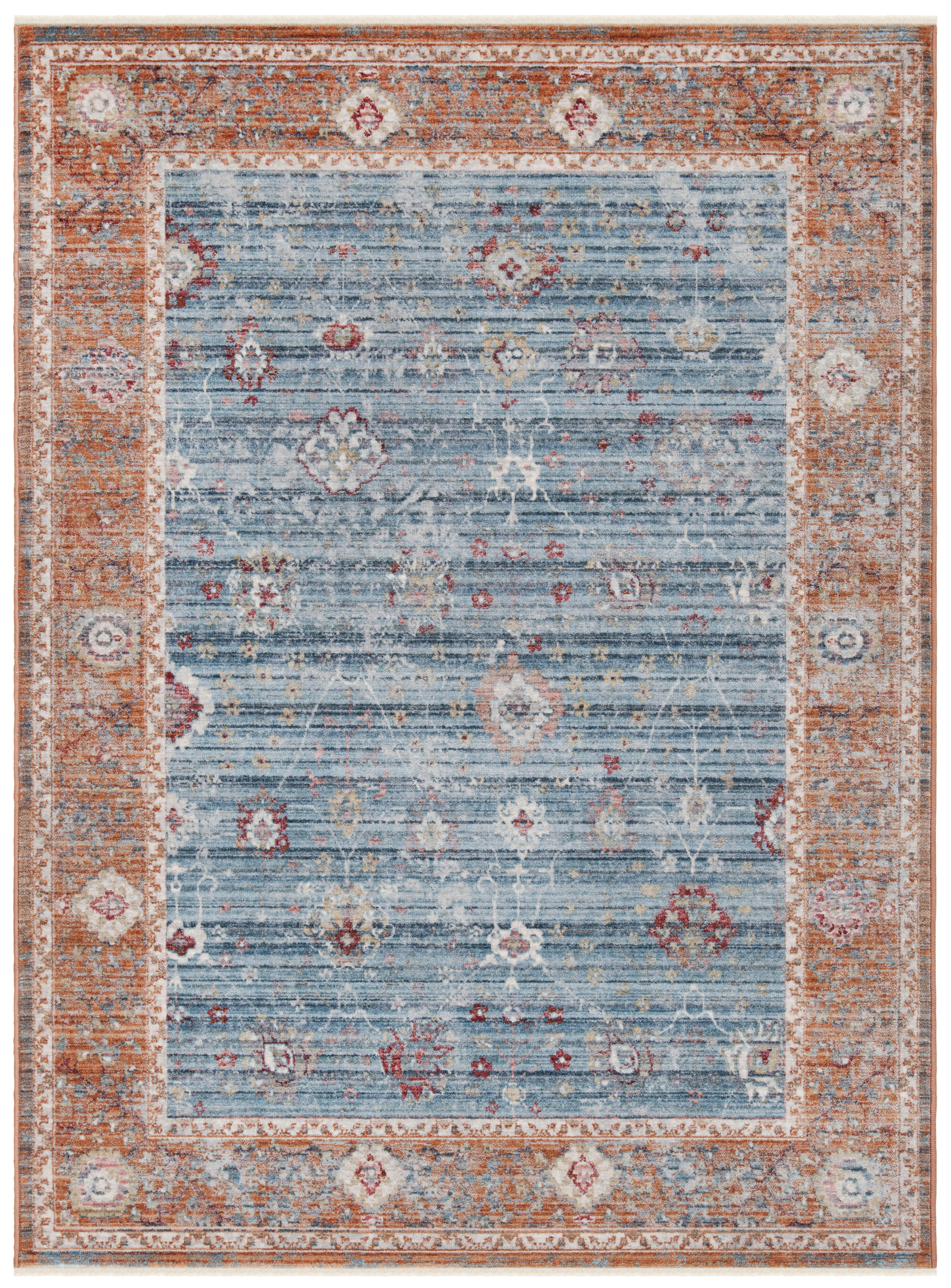 KENITRA - Tapis de salon interieur en bleu & rouge, 152 x 244 cm