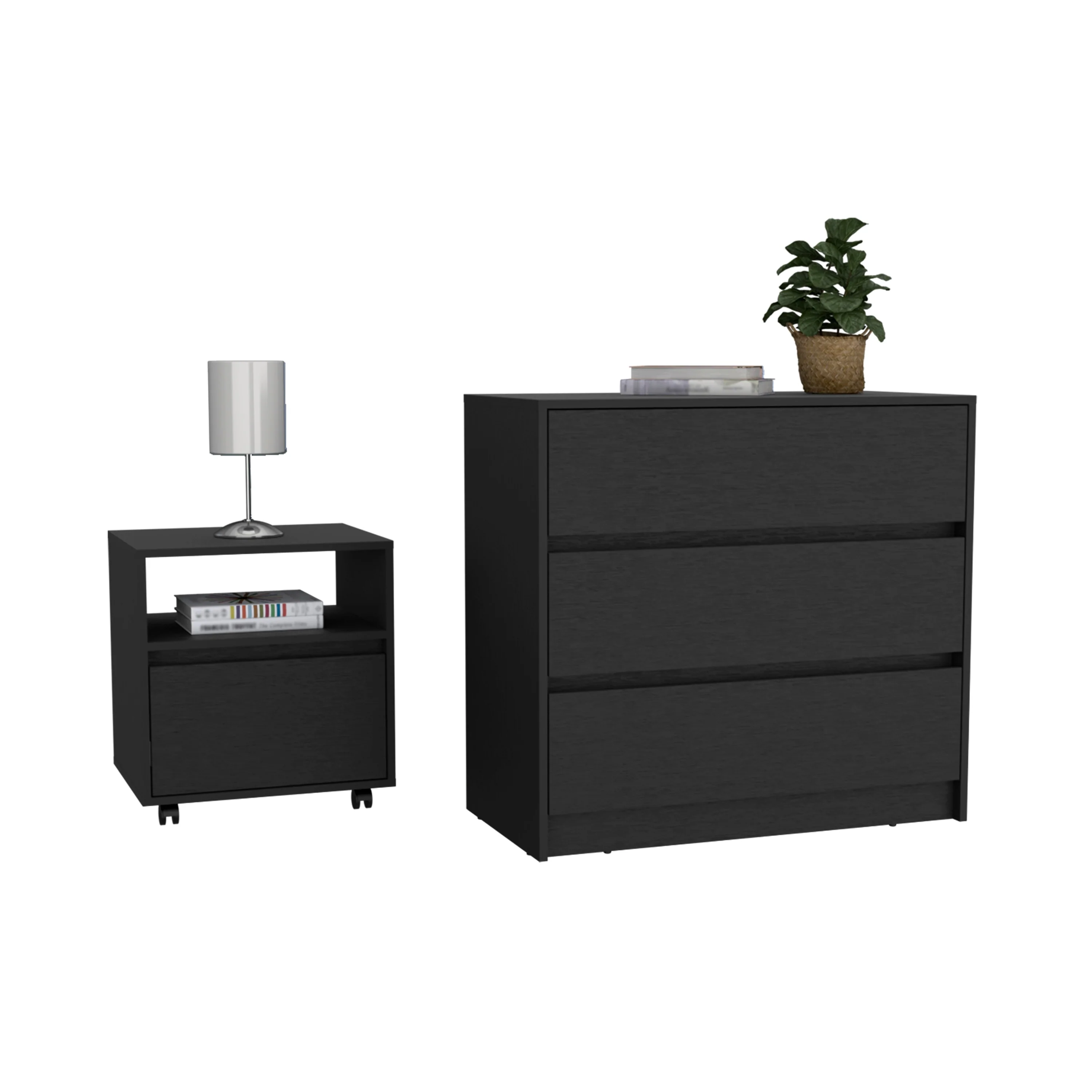 Milford 2 Piece Bedroom Set,Nightstand + Dresser，for Bathroom,Living Room,Bedroom