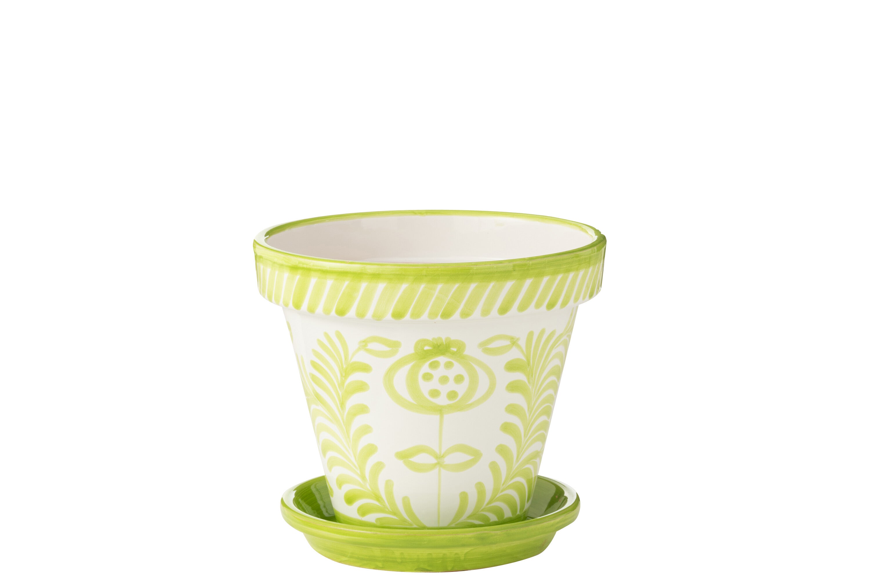 J-Line bloempot Granada Handmade   Painted - keramiek - groen - large - Ø 35 cm