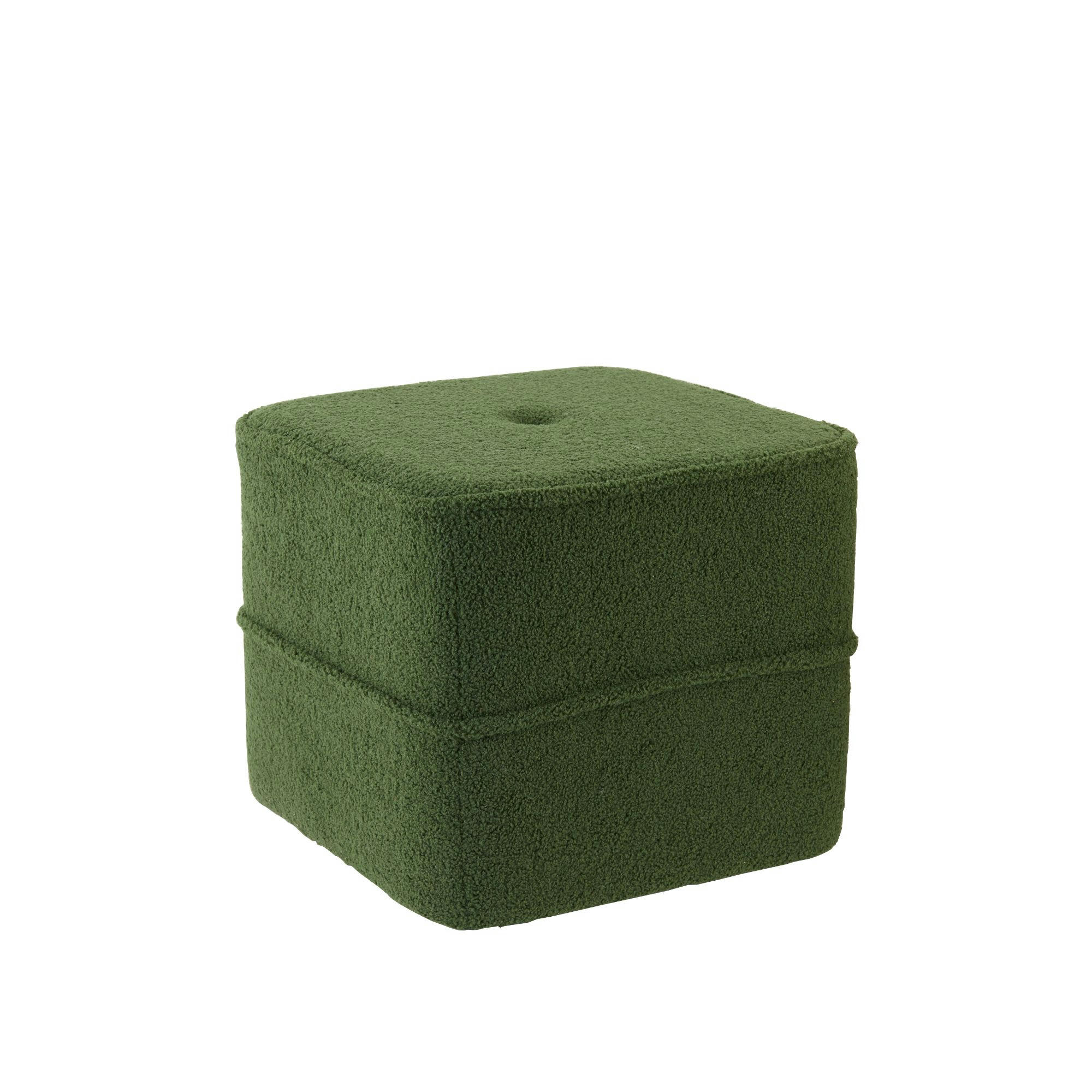KIKI - Pouf vert bouclé 40x40x35cm