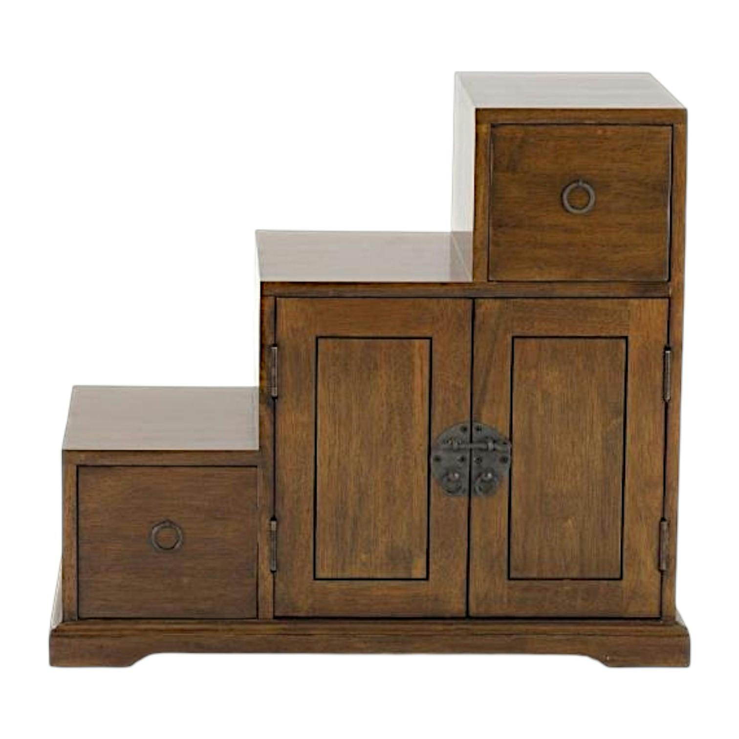 Meuble étagère escalier double face hévéa L67xP38xH60cm MAORI