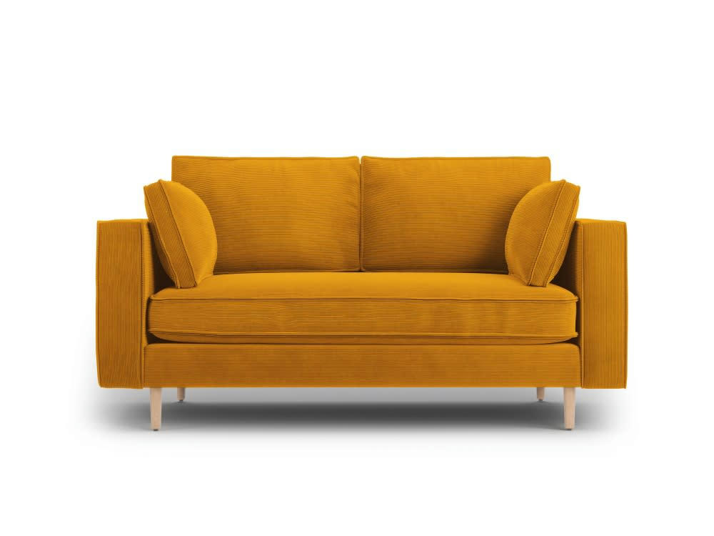 ALEXIS - Canapé 2 places en tissu structuré jaune