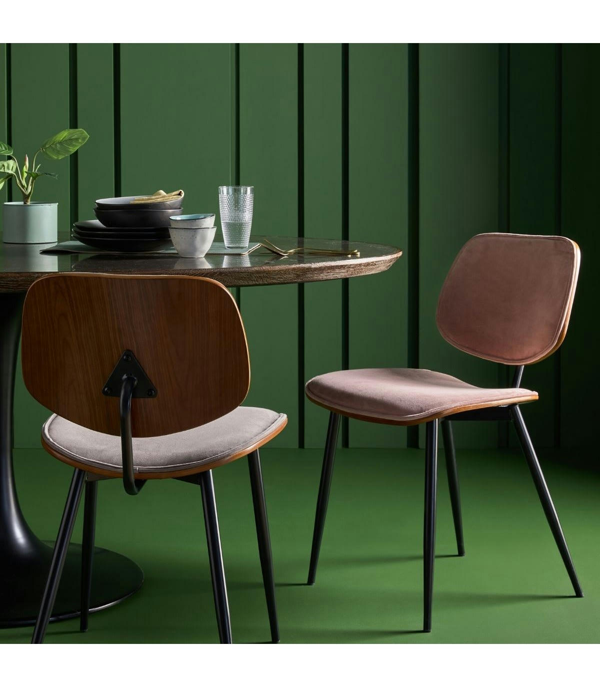 OLYMPIA - Lot de 6 chaises en velours - L46 cm