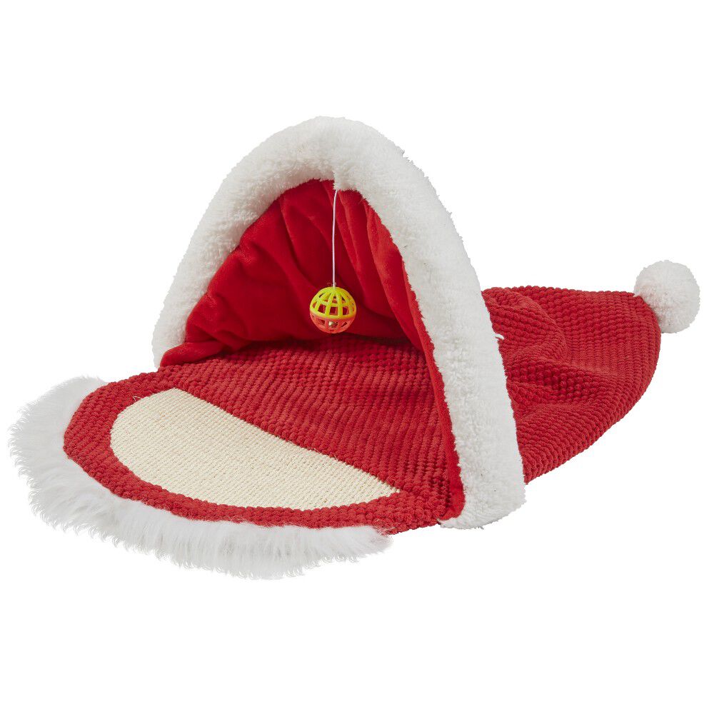 Niche pour chat en forme de bonnet de No&euml;l