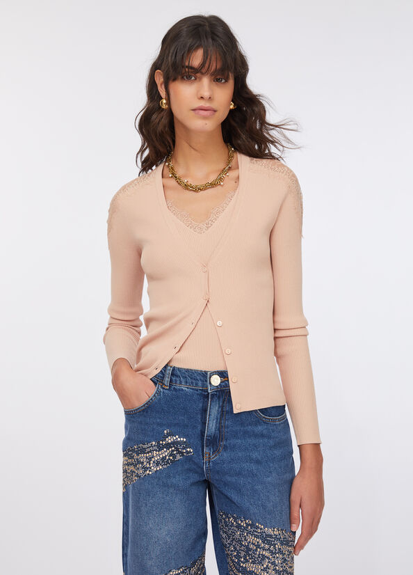 Cardigan con pizzo