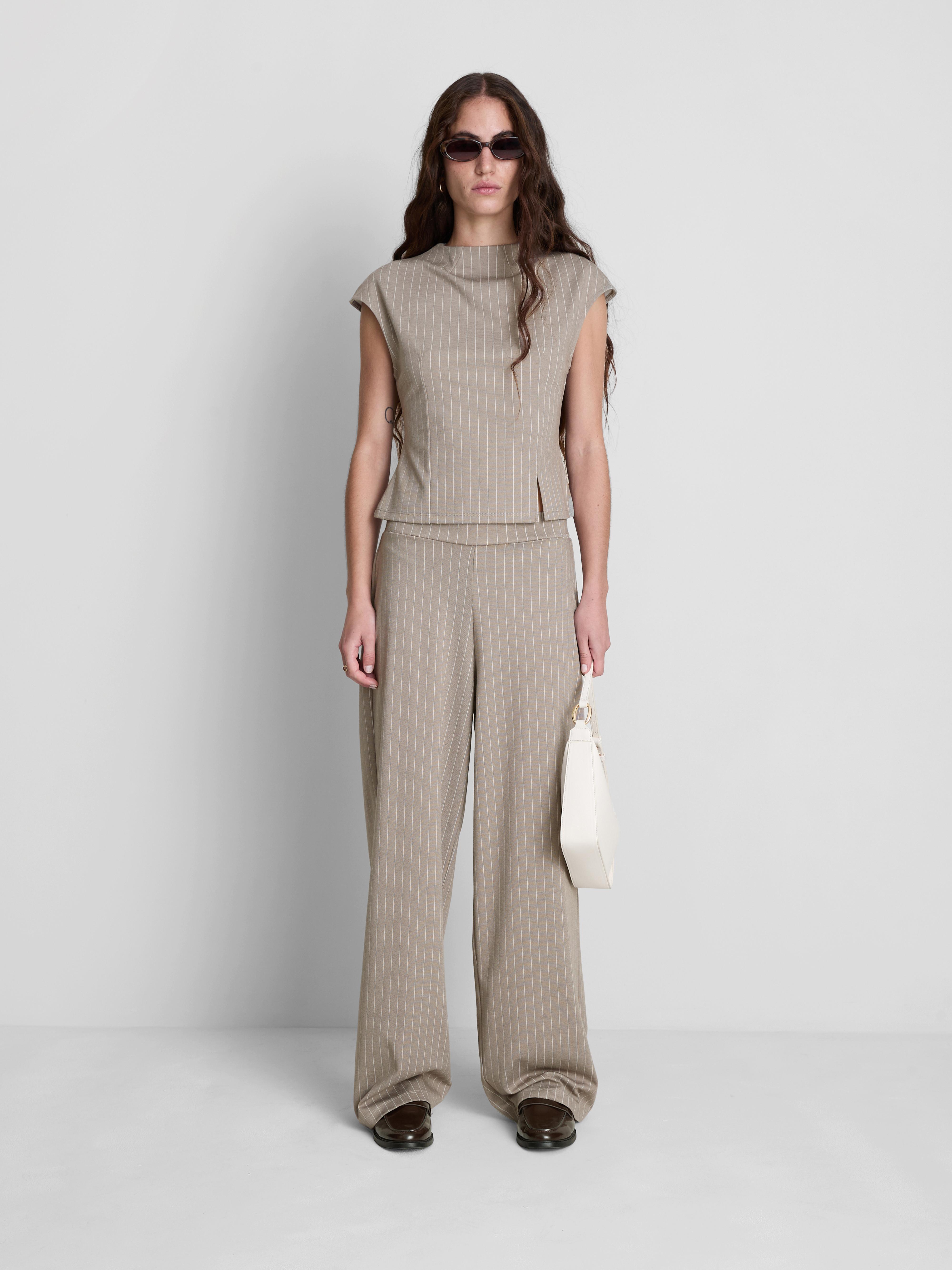 Cropped Pinstripe Blouse