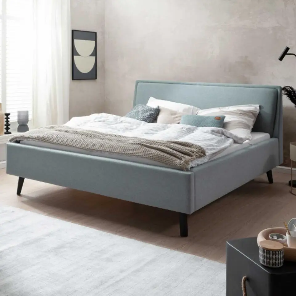 Tweepersoonsbed Estee 160x200cm - ijsblauw/zwart