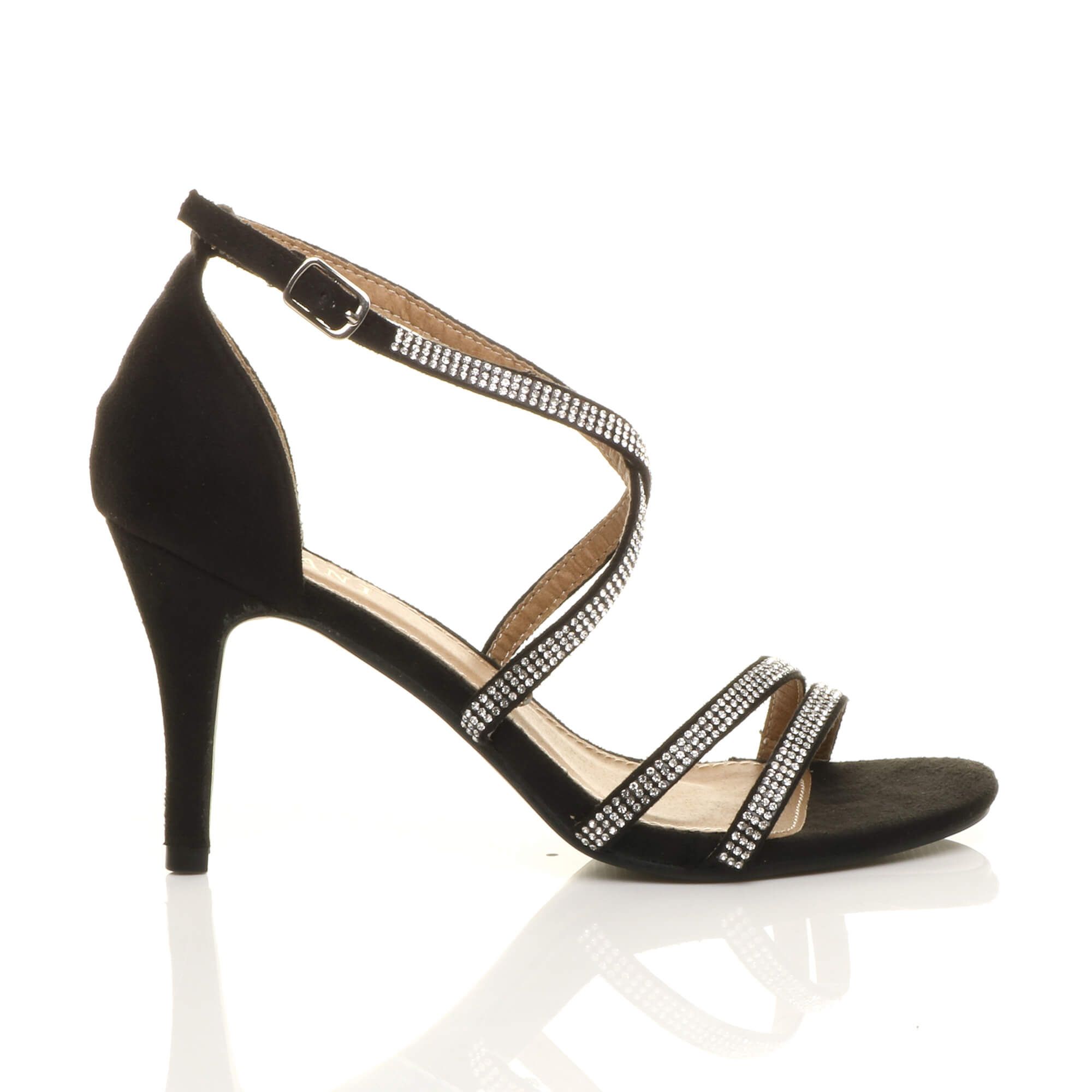 AJVANI High Heel Crossed Straps Buckle Sandals
