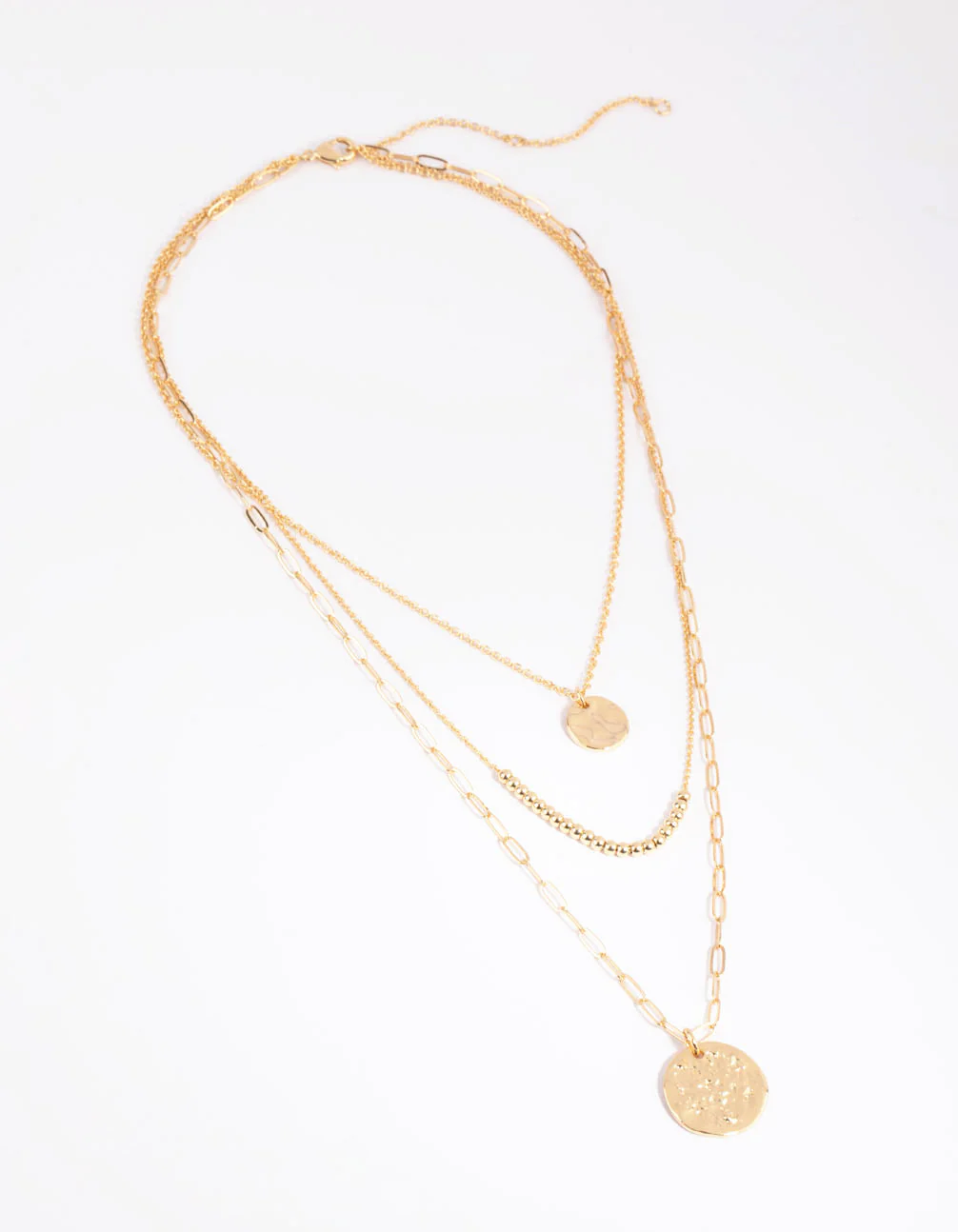 Gold Plated Disc & Ball Necklace Layered Necklace