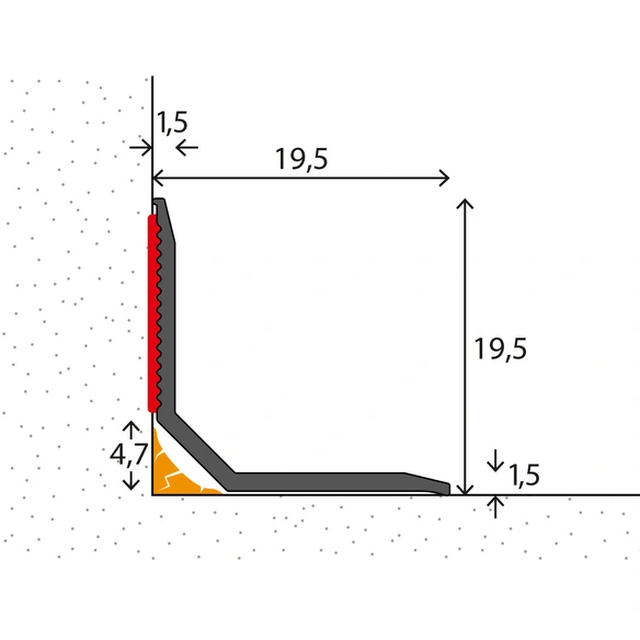 Wandanschlussprofil, BxH: 19.5 x 19.5 mm, selbstklebend