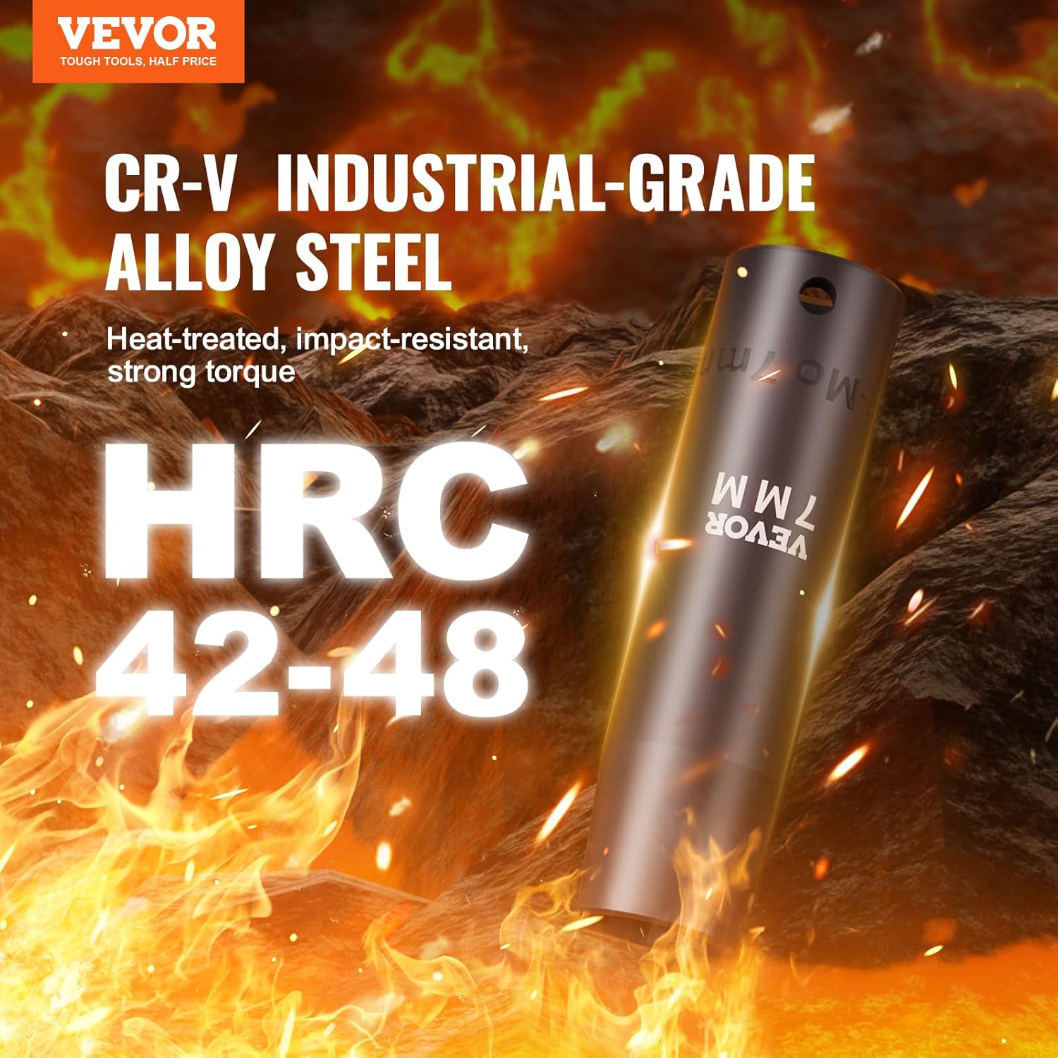 VEVOR 1/2 Drive Impact Socket Set, 65 Piece SAE 3/8 to 1-1/4 and Metric 10-24mm, 6 Point Cr-V Alloy Steel for Auto Repair, Easy-to-Read Size Markings, Rugged Construction, Storage Case