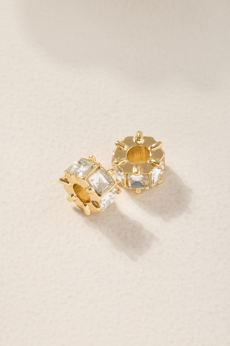 Baguette Crystal Loop Charm Set Gold