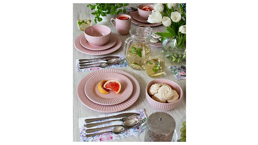 Komplet obiadowy 18 el. porcelit Verona Rosa różowy