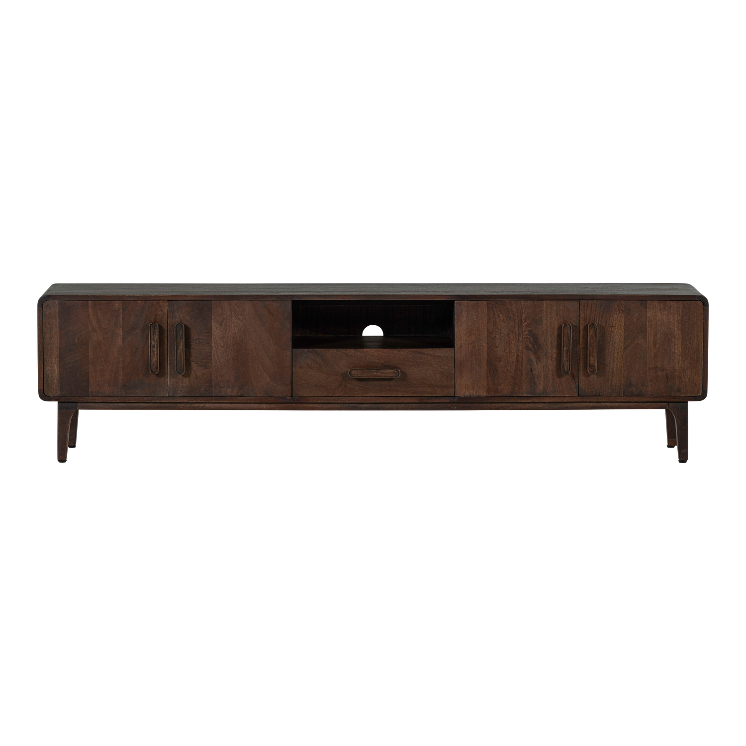 WOOOD tv meubel 200 cm Liya - Mangohout - Donkerbruin - 50x200x35