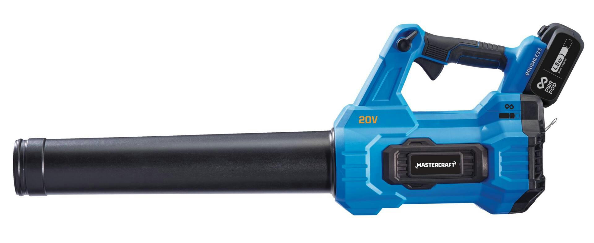 Mastercraft 20 V Max Brushless Cordless Leaf Blower Kit, with PWR POD 4.0Ah Battery