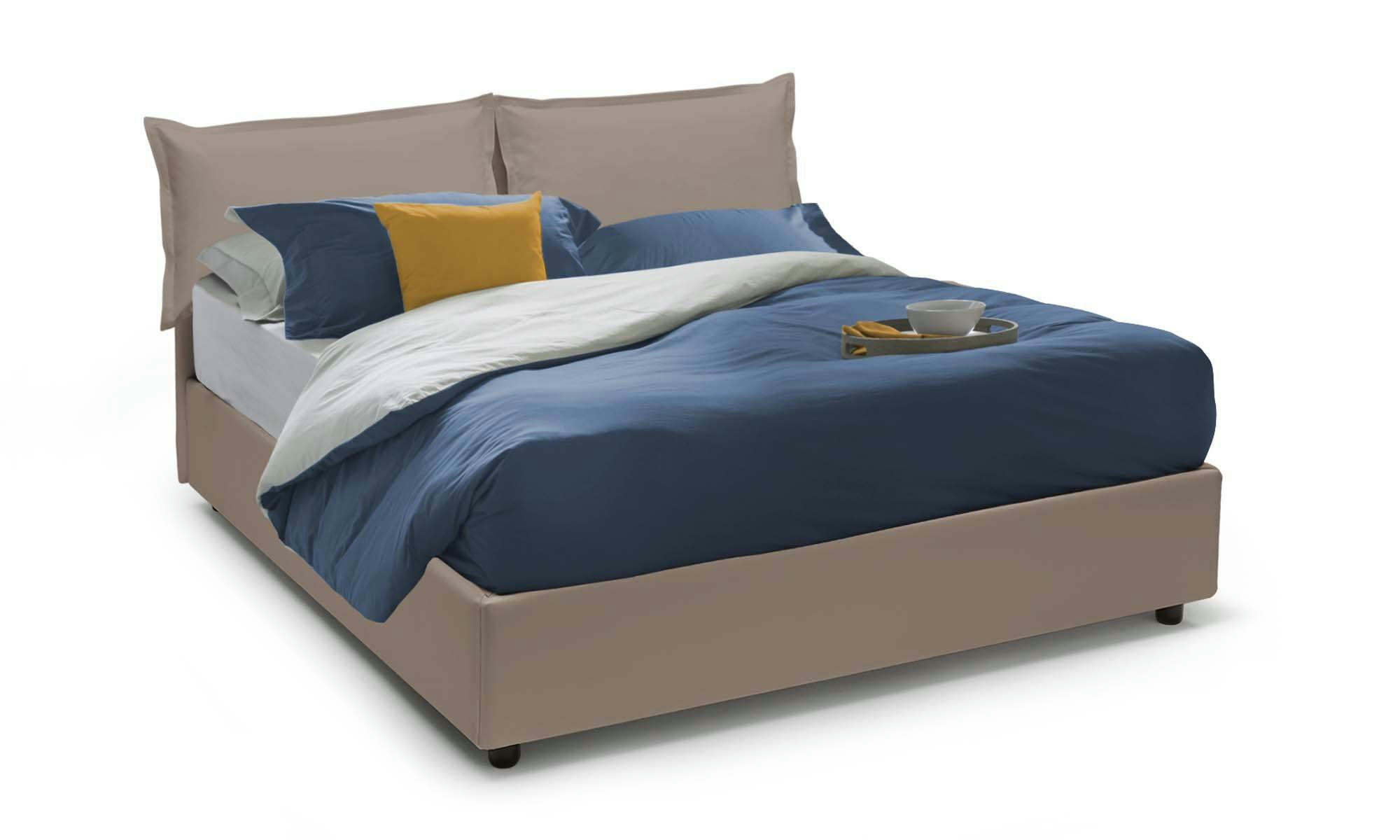 DGELAI - Lit en tissu 160x200 cm gris tourterelle