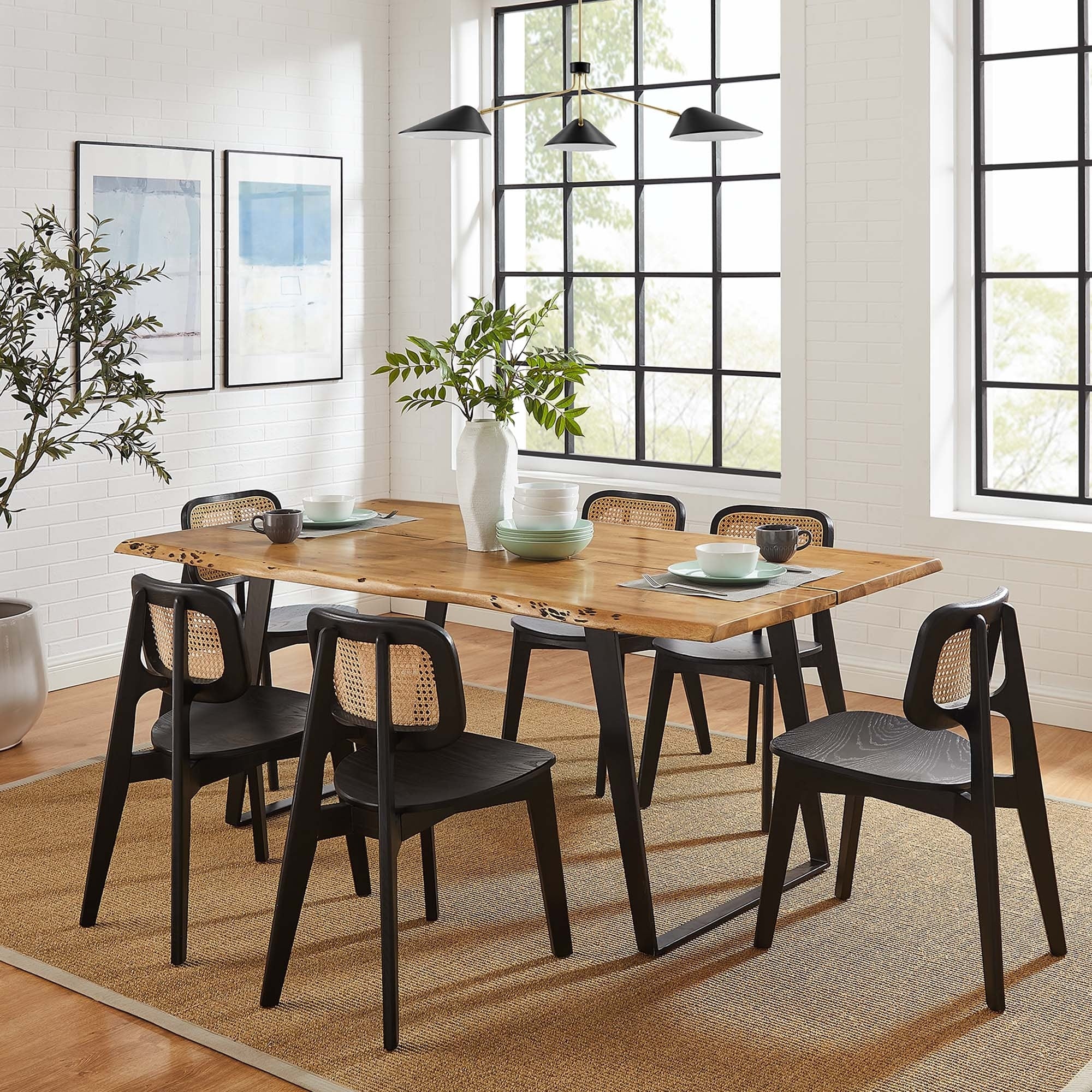 Viggo 60 Live Edge Acacia Wood Dining Table - Black Natural