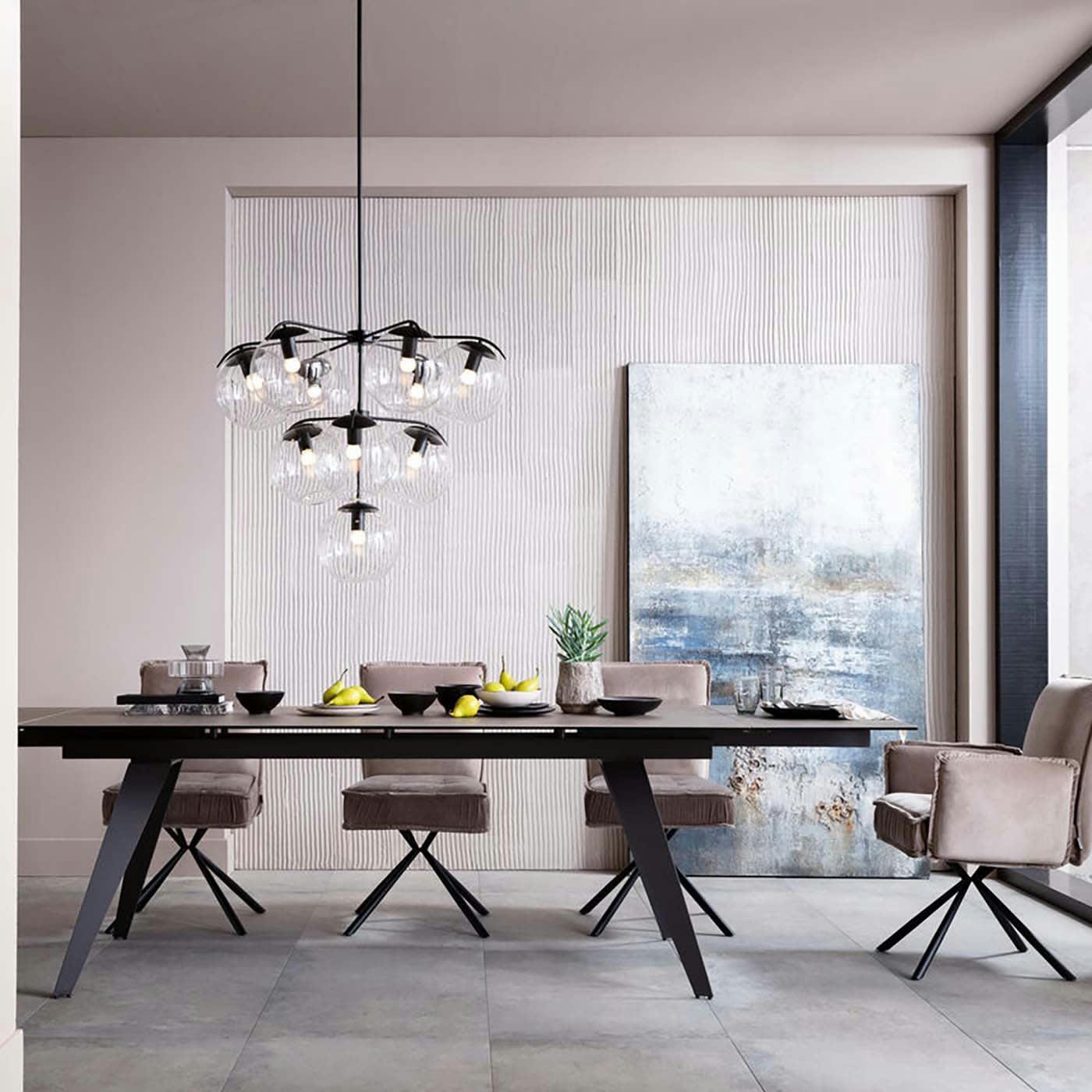 AMSTERDAM - Table à manger 8/12 personnes extensible marron L200/290