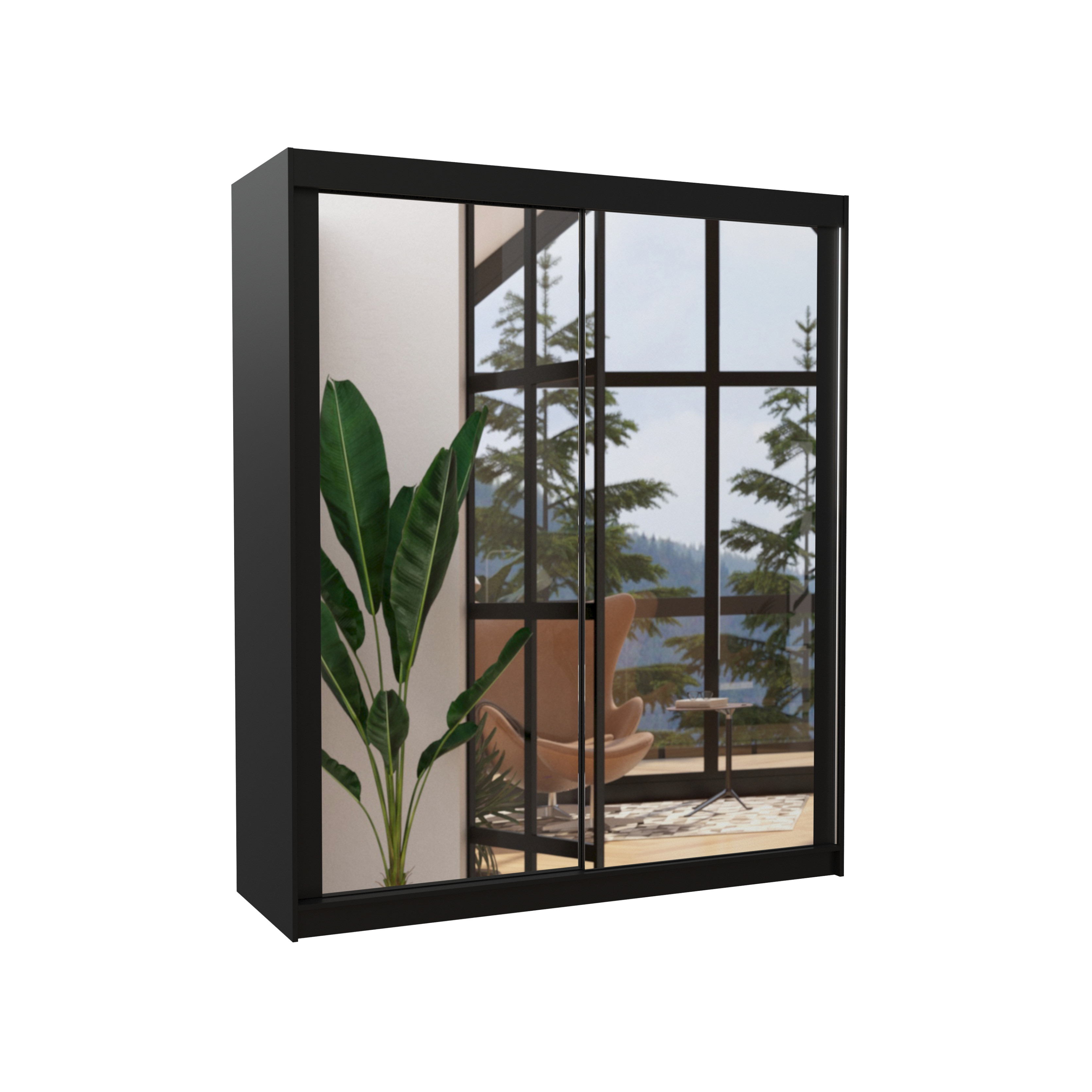 Szafa przesuwna z lustrem MORGAN 180 Black